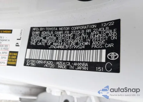 2023 Toyota Corolla Se from USA, damaged, VIN JTND4MBE3P3199524